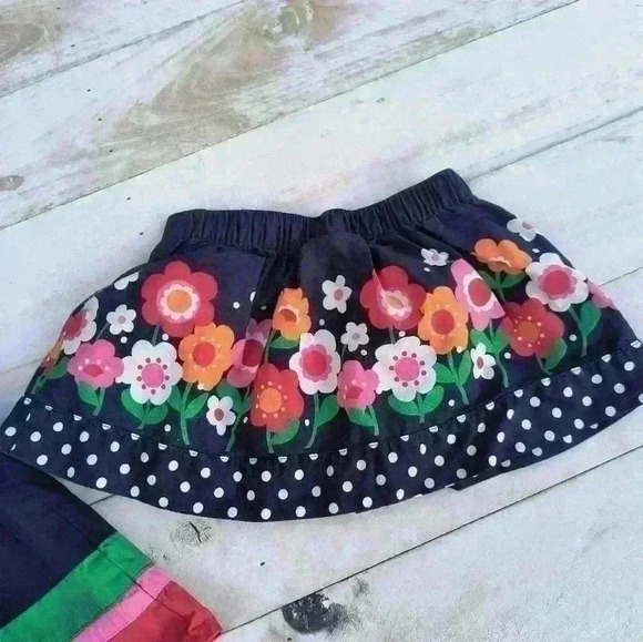 Gymboree Baby Girls 2 Piece Skirt Outfit Floral Polka Dot Print Size 12-18 Month - Picture 6 of 8